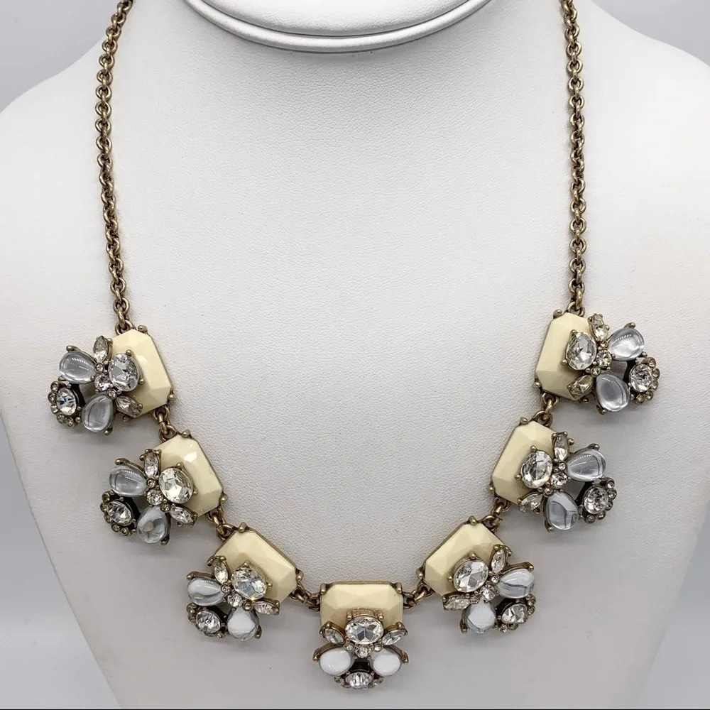 J. Crew Cream Jeweled Links Necklace